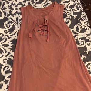 Lace up T shirt dress